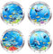 Zimoer 3D Unterwasserwelt Wandtattoo, 4 Stück Wandsticker Badezimmer Schlafzimmer Meerestiere Dekoration Bullauge Fenstersticker, Ozean-Themen Wandaufkleber für Babyzimmer Kinderzimmer Wanddeko (B)