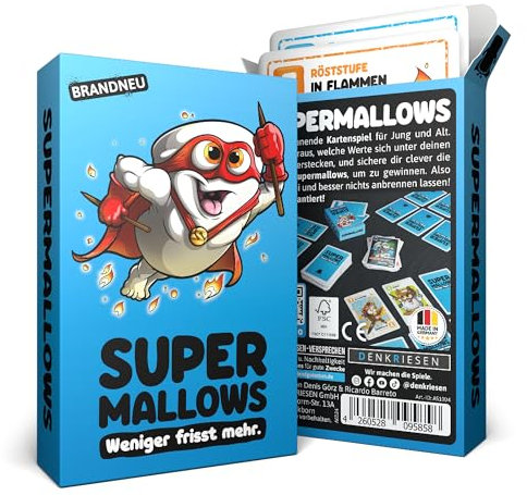 DENKRIESEN - Supermallows® – Weniger frisst mehr | Kartenspiel | Ab 9 Jahren | 2-6 Spieler | Familienspiel | Lustiges Spiel für Spieleabende | Perfekt für Kinder und Erwachsene