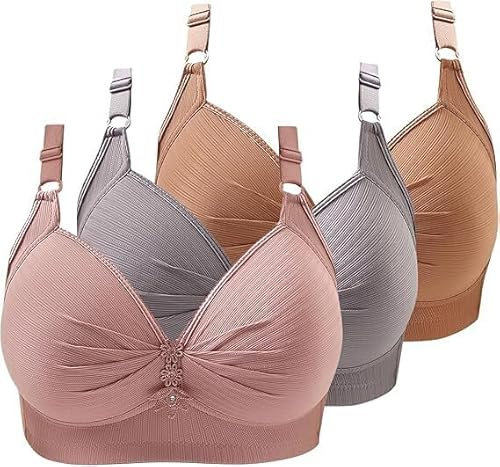 ZWDC 3er Pack BHS Damen Ohne Buegel Vollschalen Bequem Guter Halt Große Brüste Wirefree Super Push Up BH Gegen Hängebrust Brüste Klassische-BH Minimizer Bra