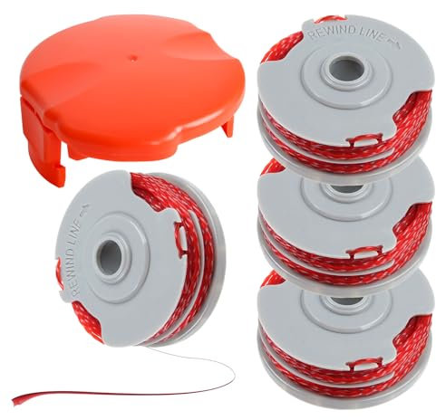 FLY021 Bobine de débroussailleuse et couvercle de bobine FLY060 pour Flymo Contour XT Mini Trim Power Trim Multi Trim, ligne de bobine à double alimentation automatique de 1,5 mm et couvercle (4