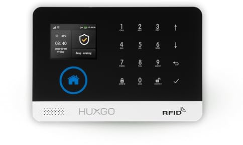 HUXGO® Bedienfeld der Alarmanlage HXA003 4G mit WiFi und GSM 4G Modul | Steuerung per Tuya Smart App, SMS und Anruf, SOS-Notfallfunktion