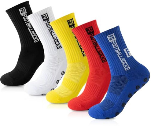 Fußball Socken, fussball socken, sportsocken fussball, anti rutsch sportsocken, Unisex Socks für Fussball (DE/NL/SE/PL, Alphanumerisch, M, Regular, Regular, 5, Schwarz, Weiß, Rot, Blau, Gelb)