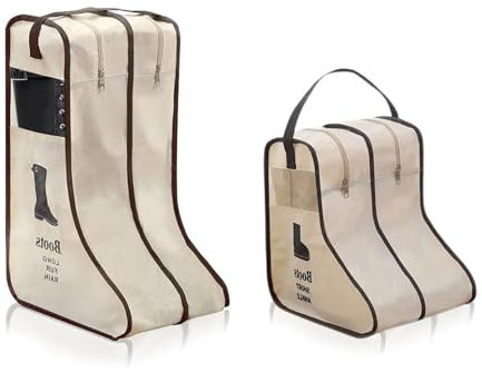 Borsa per stivali da equitazione, 2 paia di tasche portatili, con maniglia, borsa per scarpe da viaggio con cerniera, antipolvere, per stivali corti e alti (beige), beige., moderno