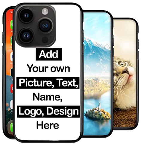 Personalised Phone Case compatible with iPhone 16 Pro, Add Text, Picture, Designs, Logo on Shockproof TPU Bumper back Cover Customised Gift idea for Birthday, Wedding, Anniversary, Special Moments