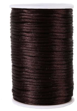 Paybous Cordoncino in nylon satinato, 3 mm x 47 metri, per nodi cinesi, macramè, bracciali, collane e gioielli (marrone)