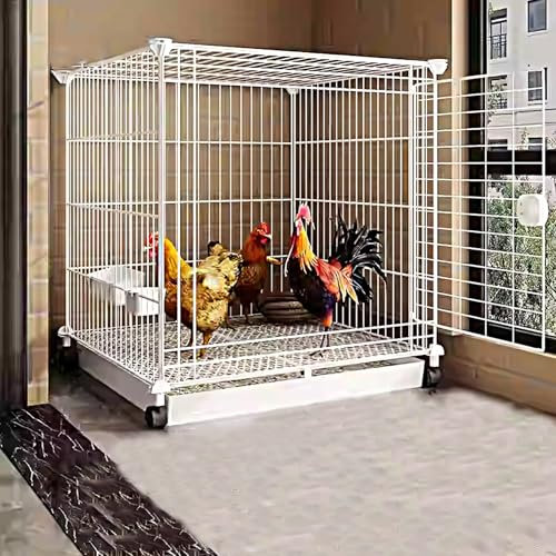 Hühnerstall Aus Metall Mit Rollen, Geräumiges Geflügelhaus Für Kleintiere Zur Aufzucht Von Entenküken, Küken, Wachteln, Kaninchen, Kätzchen Und Welpen(55 * 55 * 60cm)