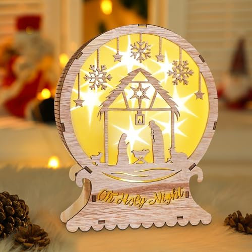 ACAREY Weihnachtsdeko Beleuchtung Holz, Weihnachtsdeko Innen Weihnachten Deko Weihnachtsstern Elch Beleuchtung Fensterbeleuchtung, LED Weihnachtsbaum Stern Holz Weihnachtsbeleuchtung (A)