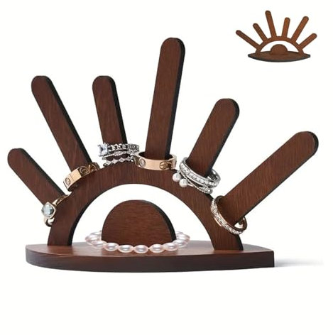 KASESSS Bagues Rangement Bijoux, Presentoir Bijoux, Porte Bijoux Femme, Support Bijoux en Bois, Porte Bagues Affichage, Organisateur Bijoux, Détachable Présentoir Bagues pour Bracelets, Bagues