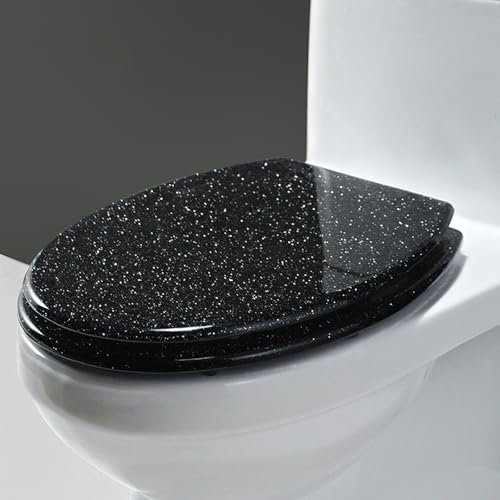 Unikicool Toilettensitz Aus Kunstharz,WC Sitz Glitzer,Klodeckel,Transparenter WC-Sitz,WC Sitz Mit Absenkautomatik,Glitzer Toilettendeckel Aus Kunstharz,Geeignet FüR Die Meisten Toiletten