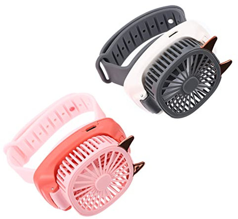 TOPBATHY Ventilatori da Mano Ricaricabili per Ragazzi E Ragazze 2 Pezzi Mini Ventilatore Portatile con Cinturino da Polso per Scuola Ufficio Campeggio