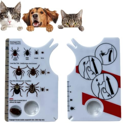 Ti-ck Card for Humans,Ti-ck Remover Tools,Ti-ck Cards with Magnifying Glass,Ti-ck Catching Card,Plastic Ti-ck Remover,Pet Ti-ck Catcher,Easy Removal of Ti-cks,Pet Ti-ck Catching Tool,Ti-ck Remover