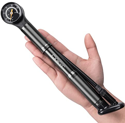 CXWXC Bike Pump Portable- Mini Bicycle Pump with Pressure Gauge Fits Presta and Schrader Valves- 120PSI High Pressure Bike Air Pump with Mounting Bracket (Black)