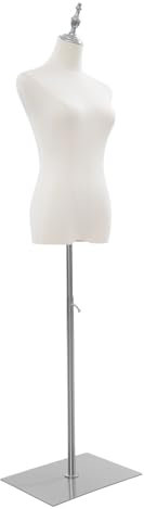 Damen Kleiderform Kleiderpupp Schaufensterpuppe Freistehend Verstellbare Büste Mannequin Ständer Kleid Display Hochzeitskleid Ständer 70-130 cm (Silber, Quadrat)