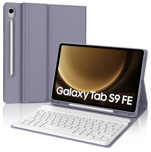 IVEOPPE Keyboard Case for Samsung Galaxy Tab S10FE/S9FE 10.9'', Case Keyboard for Samsung Tab S9, Cover with Magnetically Detachable Keypad for Galaxy S9 Tablet 11 Inch, Purple