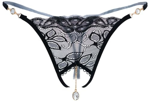 Luadnysin String Sexy Femme Culotte Transparent Blanc Ficelle Dentelle pour Bikini Bonbon Érotique Vêtements Chic Ouvert