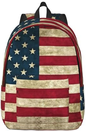LGHDFYO Zaino da viaggio con bandiera americana per donne e uomini, con spallacci rinforzati per lavoro, viaggi, Nero, M