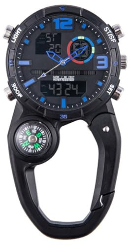 Knoruley Multifunktionsuhr Sport Multifunktionsuhr Rundes Display Wasserdichter Kletterkarabiner Blau