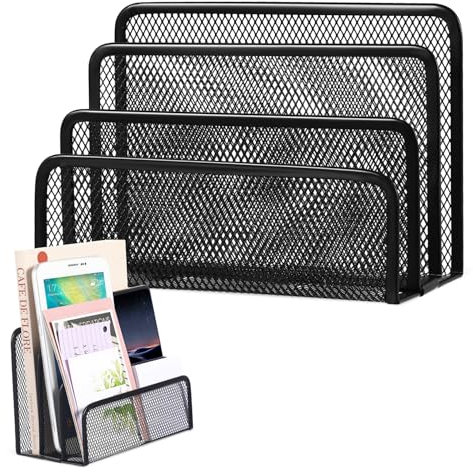 Gadpiparty Organiseur De Documents En Maille MéTallique Noir Trieur Vertical 3 Couches 17 5X12X8 5Cm Porte-Documents Compact Pour Bureau Lettres Fichiers Et Accessoires