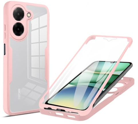 betterfon 360 Grad Hülle Kompatibel mit Xiaomi Redmi A5 / Poco C71 | Handyhülle eingebautem Displayschutz | Rosa |Smartphonecase vollschutz