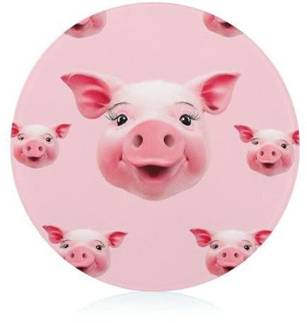 Planche à découper en verre trempé - Motif tête de cochon rose - Longue durée - Résistant aux rayures - Résistant à la chaleur - Facile à nettoyer - Décoration de cuisine
