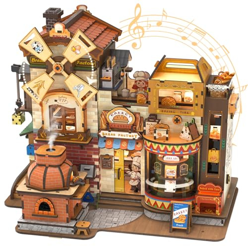 CUTEBEE 3D Holzpuzzle Erwachsene Bread Factory – DIY Modellbausätze | 576-teiliges Miniatur-Haus, Holzbausatz DIY, Bücherregal Deko, Geschenkidee