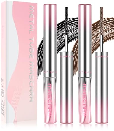 Washable Metal 3D Mascara-Black Brown Upgraded Waterproof Curling Mascaras | Volume and Length,Long Lasting Smudge-proof No Flaking Tint,Iron Rod Brush Wand,Thanksgiving Christmas Makeup for Women Girls