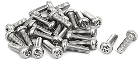 sourcing map M5x16mm Vis Inviolable Tête Bombée Torx Bouton 304 Acier Inoxydable Sécurité 25Pcs