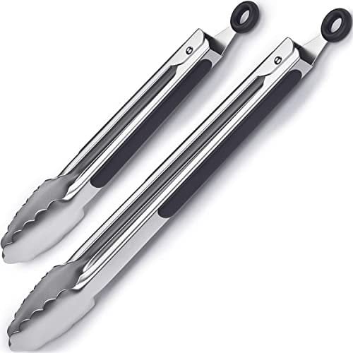 iNeibo Pince Barbecue Pince Cuisine en Acier Inoxydable et Silicone Résistant à la Chaleur Set de 2