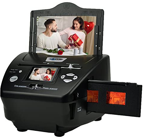 Scanner per film e foto digitale, ad alta risoluzione da 16 MP con schermo LCD da 2,4 pollici, scanner 4 in 1 converte 35 mm135 diapositive e film negativi, foto, scheda per il salvataggio di file