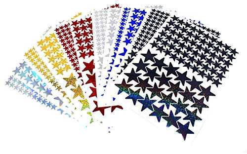 Finest Folia 1854 Sterne Aufkleber Set Sticker Deko Folie selbstklebend Glitter Hologramm Oilslick Bastelmaterial zum Basteln (Komplett Set K016)