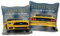Ford Mustang Kissen Legend Gelb/Blau 40 cm x 40 cm Auto-Kissen Reisekissen Pony US Muscle Car Dekokissen Zierkissen Kopfkissen Polster Shelby GT Stang Fastback Kuschelkissen Pass. zur Bettwäsche