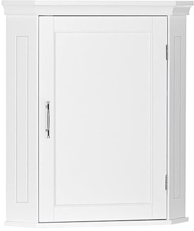 RiverRidge Somerset Corner Wall Bathroom Cabinet with an Adjustable Shelf, Inset Door, Two-Tone Handle - Space-Saving MDF Bathroom Cabinet for Toiletries