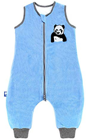 ililmmoe Gigoteuse Unisexe Printemps Automne avec Pieds 1-4 Ans Pyjama, Doublure Coton TOG1.5 Panda Bleu/L