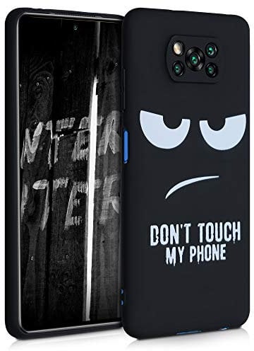 kwmobile Hülle kompatibel mit Xiaomi Poco X3 NFC/Poco X3 Pro - Handyhülle Silikon Case - Don't Touch My Phone Weiß Schwarz