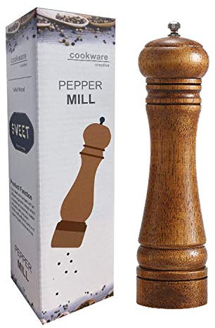 Pfeffermühle, Holzpfeffermühle mit Einstellbarer Grob und Feinmahlung, Benutzt für Salz, Pfeffer, Andere Gewürze