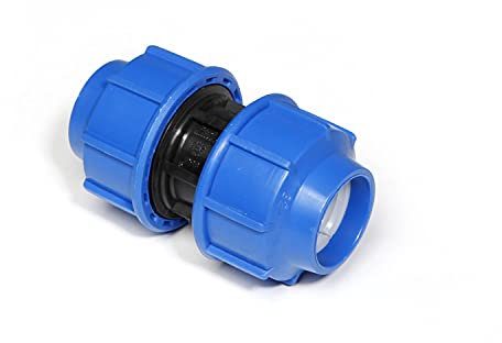 Set 5 pezzi Raccordo Dritto Doppio a compressione art 13810 per tubi PE Plastica Alfa (25mm x 25mm)