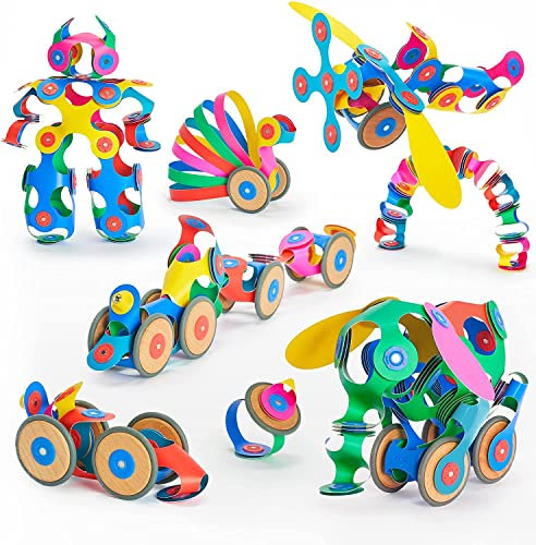 Clixo Wheel Creator Pack, Magnetic Tiles for Kids - 72 Rainbow Pcs, Ages 4+