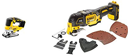 DEWALT DCS334N-XJ Cordless Jigsaw, Yellow & DCS355N-XJ 18V Li-Ion Cordless Brushless Oscillating Multi-Tool