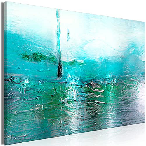 decomonkey Bilder Abstrakt 60x40 cm 1 Teilig Leinwandbilder Bild auf Leinwand Vlies Wandbild Kunstdruck Wanddeko Wand Wohnzimmer Wanddekoration Deko Modern Textur Kunst wie gemalt türkis