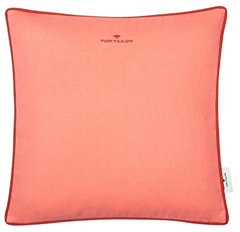TOM TAILOR Deko Kissen Dove Signature • 2er Set Kissenbezug 40x40 Coral • Deko Wohnzimmer • ohne Füllung • Pflegeleichte Kissenhülle