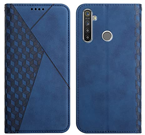 KOUYI Funda para OPPO Realme 5 / 6i, PU Cuero Flip Folio Carcasa [Magnético][Soporte Plegable][Ranuras para Tarjetas],Capa Tipo Libro Flip Case Wallet,Antigolpes Cover (Azul)