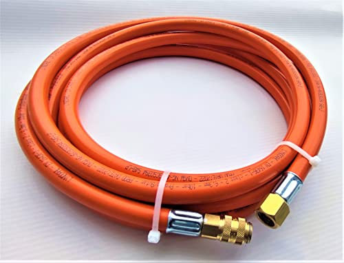 ZaTeChS Propan Butan Gasschlauch 500cm (5m) | 10 bar | Ø6.3mm | DN5 3/8 Zoll LKS Anschluß mit Schnellkupplung | bis -30°C | Propangasschlauch | Gasschläuche | Gas Hose für Camping, Gasgrillgeräte