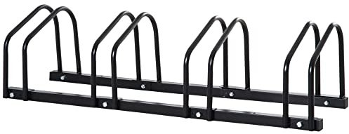 HOMCOM Fahrradständer Radständer Mehrfachständer Aufstellständer Fahrrad Ständer wetterfest langlebig Boden- und Wandmontage Stahl bis 4 Fahrräder Schwarz 110 x 33 x 27 cm