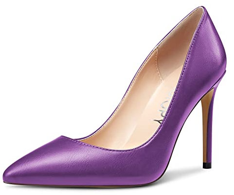 MAGIOPY Donna Spillo Alto High Tacco Heel Chiusa a Punta Pumps Slip-on da Matrimonio Sexy Dress Scarpe Viola A 37 EU