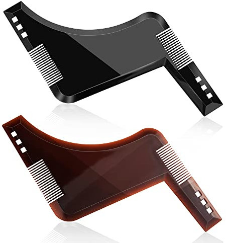 Bart Schablone Bartkamm Bart Formung Werkzeug für Kinnbart Koteletten Hals Symmetrische Kontur Bartlinie 2 Stück Braun Schwarz