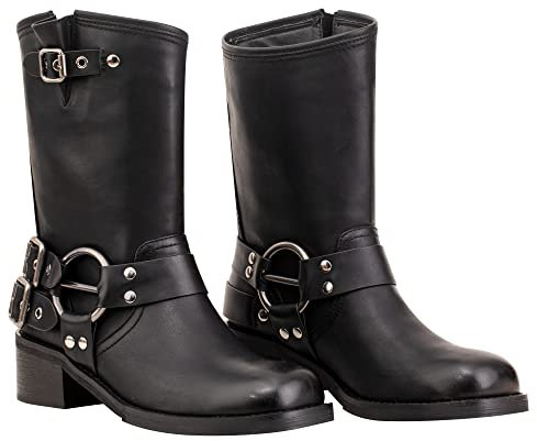LUMUTA Stiefel Damen Schwarz Stiefeletten Damen Klassisch Wildleder Halbstiefel für Frauen Biker Boots Damen mit Absatz Schuhe Damen Elegant Mode Stiefel