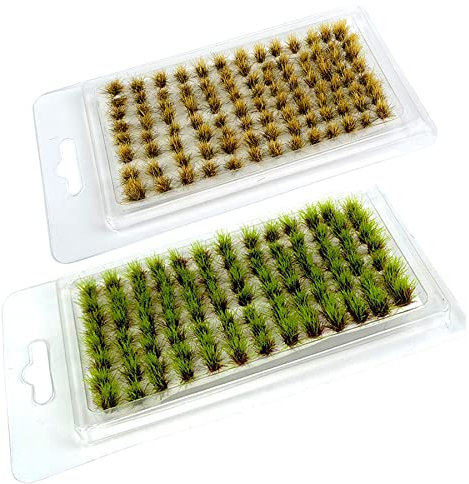 Woohome 208 PCS Statiques Herbe Toufts, Touffe d'herbe Statique Herbe Artificielle Modèle pour Paysage, Train, Chemin de Fer, Sable, Disposition Militaire