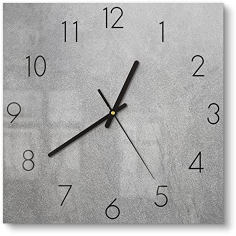 DEQORI Glasuhr | 30x30 cm | Motiv Verputzte Steinmauer | ausgefallene leise Design Uhr aus Glas | Wanduhr für Wohnzimmer & Küche | moderne Hingucker Uhr für die Wand
