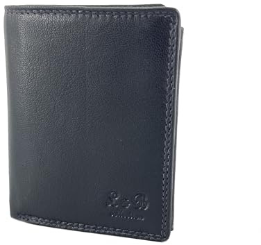 L&B Collection Echt Leder Herren Geldbörse »2340« Hochformat klein I mit RFID Schutz I Portemonnaie mit Münzfach I 5 Kartenfächer I Geldbeutel für Männer I Brieftasche Wallet Portmonee (Schwarz)