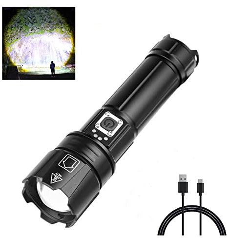 WindFire Rechargeable Torches Super Bright 30000 Lumen, Powerful XHP70.2 LED Tactical Torch Battery Powered, 5 Light Modes, Waterproof Flashlight for Camping, Emergency, Dog Walking